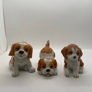 VTG Homco Porcelain Spaniel Dog Figurines Set of 3
